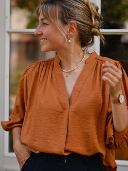 Grace & Mila auriane 3/4 sleeve blouse - camel