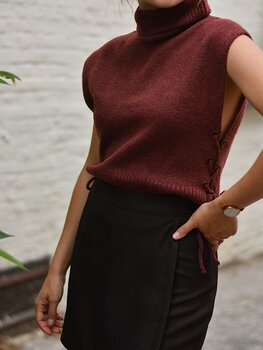 Vila Clothes vilya lace up roll neck debardeur - burgundy