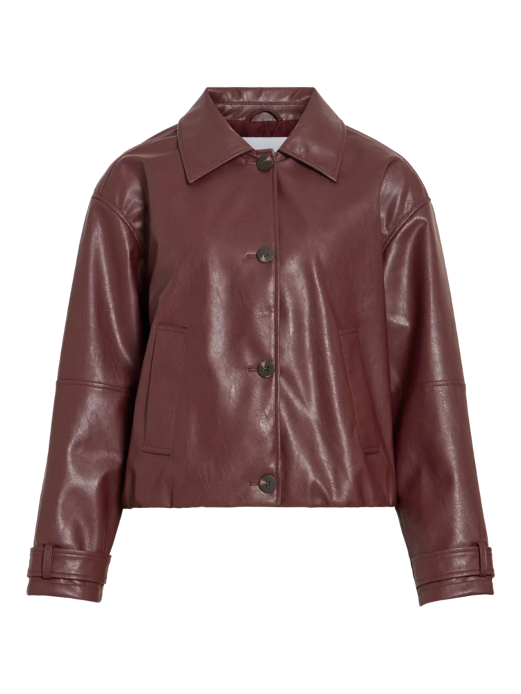 Vila Clothes visolace PU jacket - burgundy