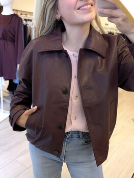 Vila Clothes visolace PU jacket - burgundy