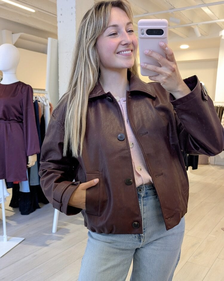 Vila Clothes visolace PU jacket - burgundy