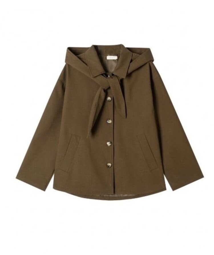 Sillie a-line hooded jacket - khaki