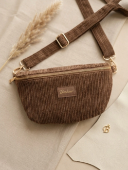 Sillie velvet bumbag - brown/beige
