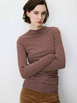 Grace & Mila aralee crew neck longsleeve - burg/white stripes