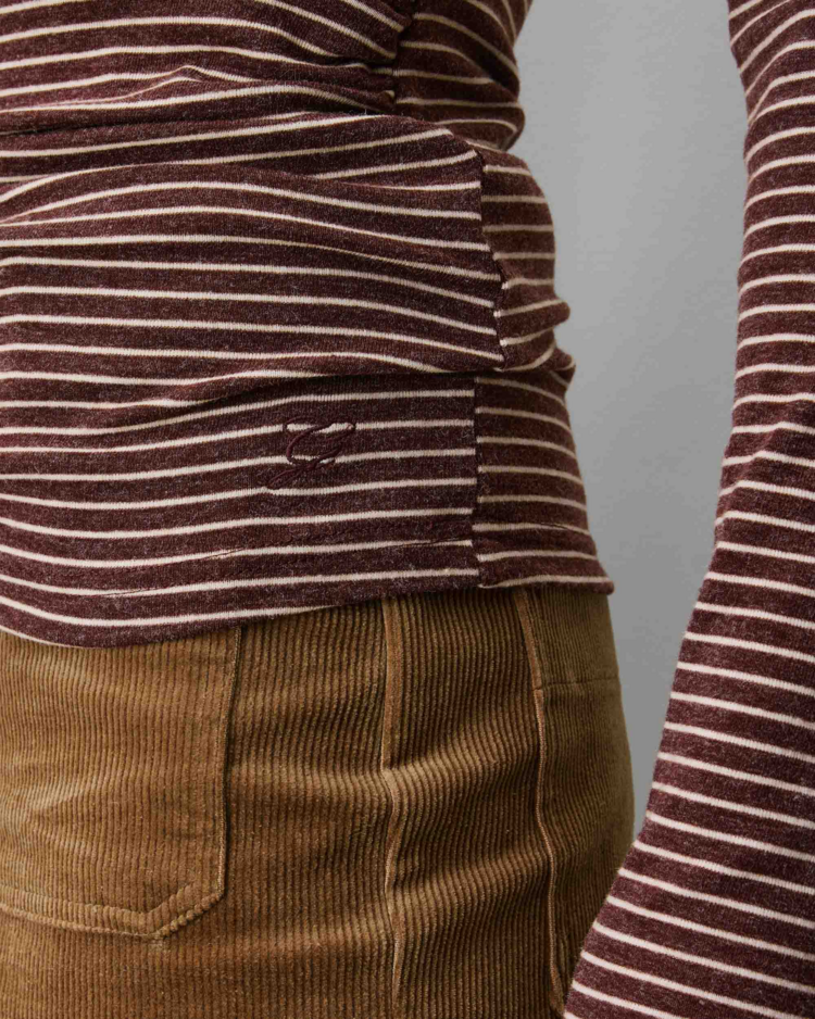 Grace & Mila aralee crew neck longsleeve - burg/white stripes