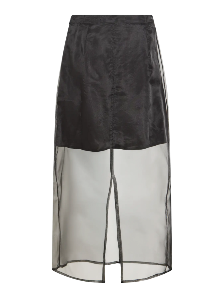 Vila Clothes vilace transparent midi skirt - black
