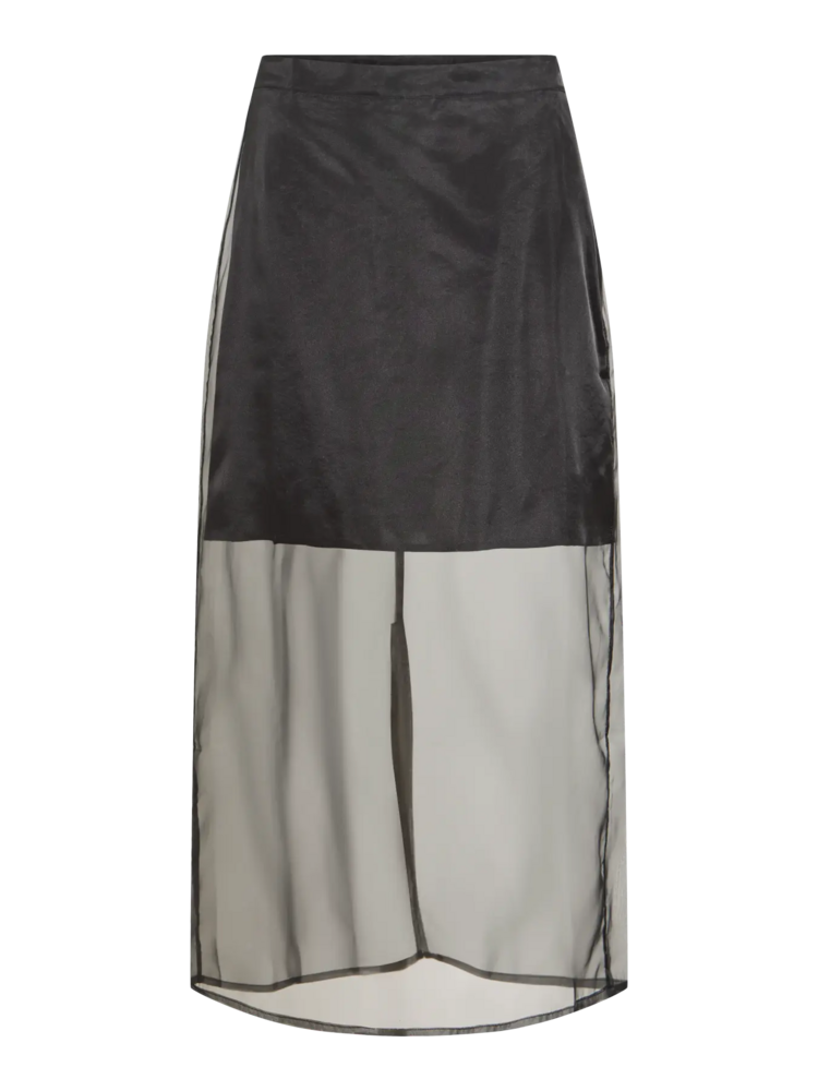 Vila Clothes vilace transparent midi skirt - black