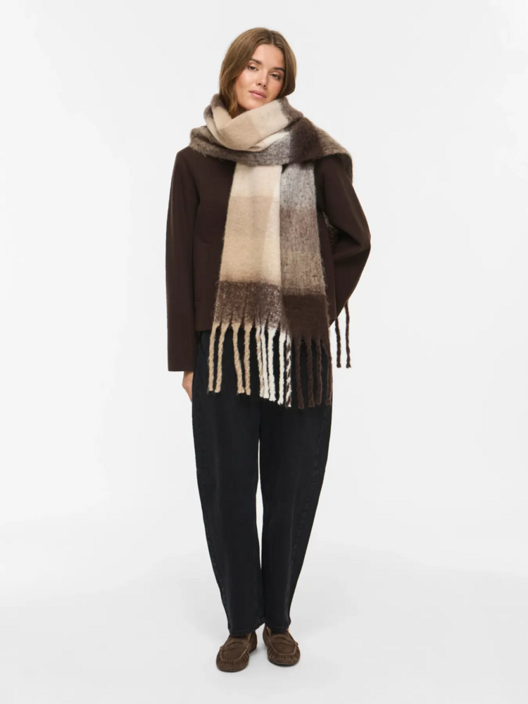 Vila Clothes vifabla knit checked scarf - brown/beige