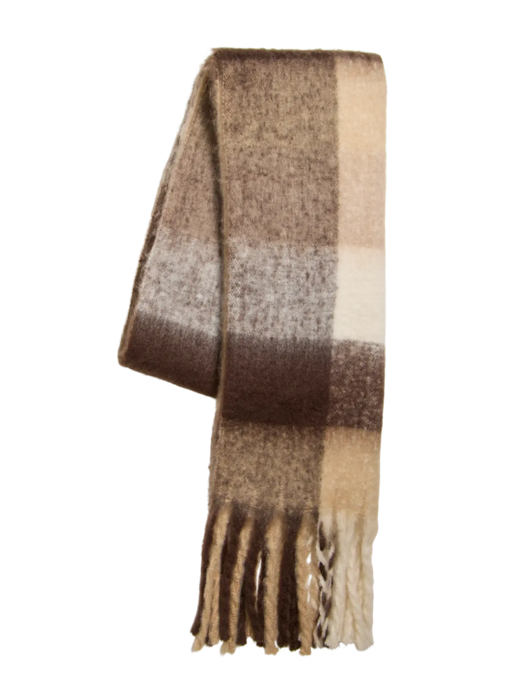 Vila Clothes vifabla knit checked scarf - brown/beige
