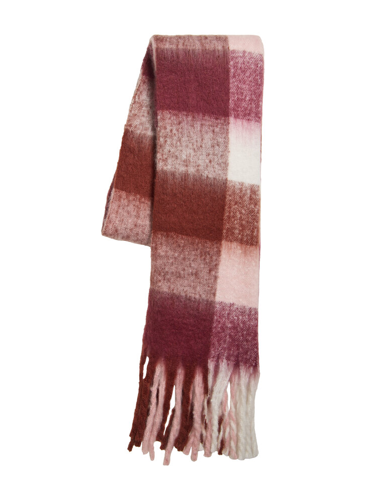 Vila Clothes vifabla knit checked scarf - roze/bordeaux