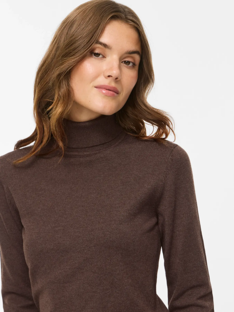 Vila Clothes Vimalu rollneck top - dark brown