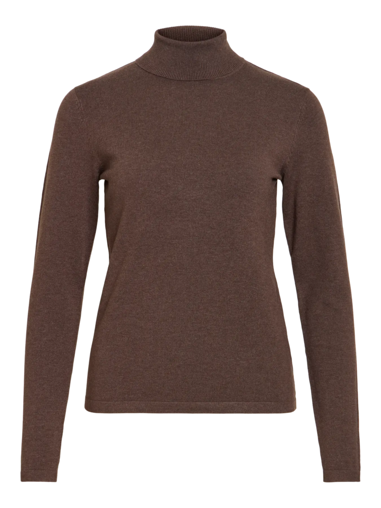 Vila Clothes Vimalu rollneck top - dark brown