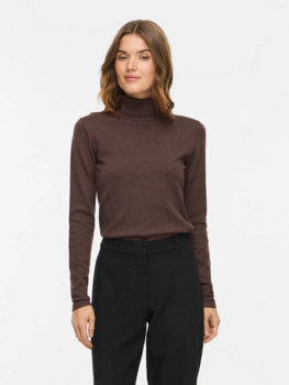 Vila Clothes Vimalu rollneck top - dark brown