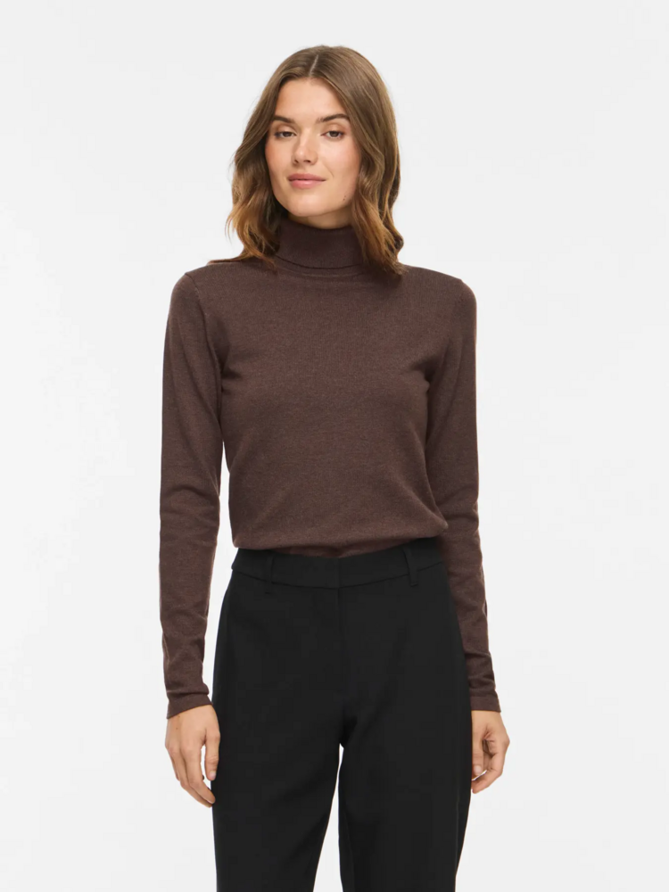 Vila Clothes Vimalu rollneck top - dark brown