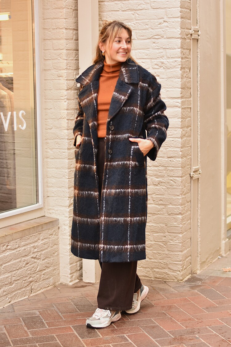 Vila Clothes vimelon checked long coat