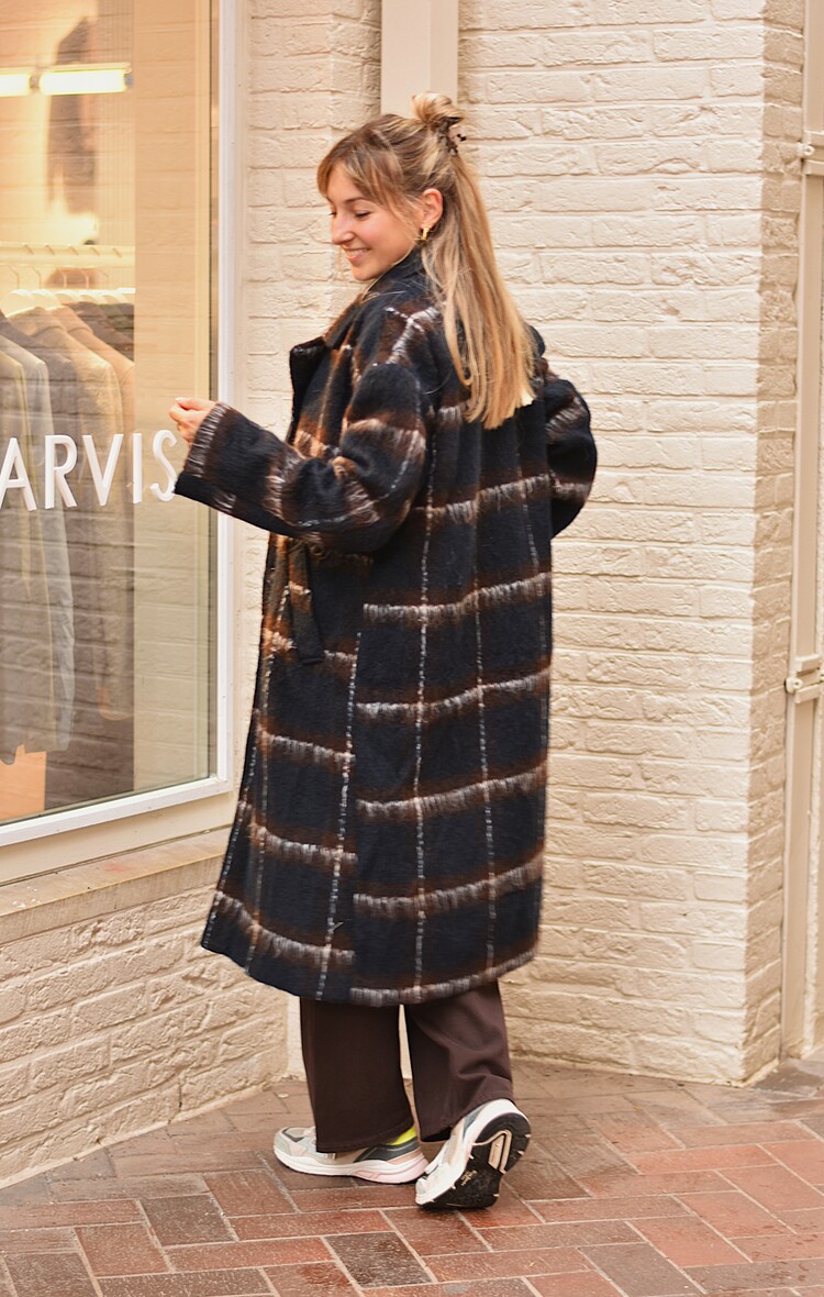 Vila Clothes vimelon checked long coat