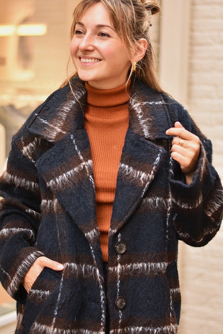 Vila Clothes vimelon checked long coat