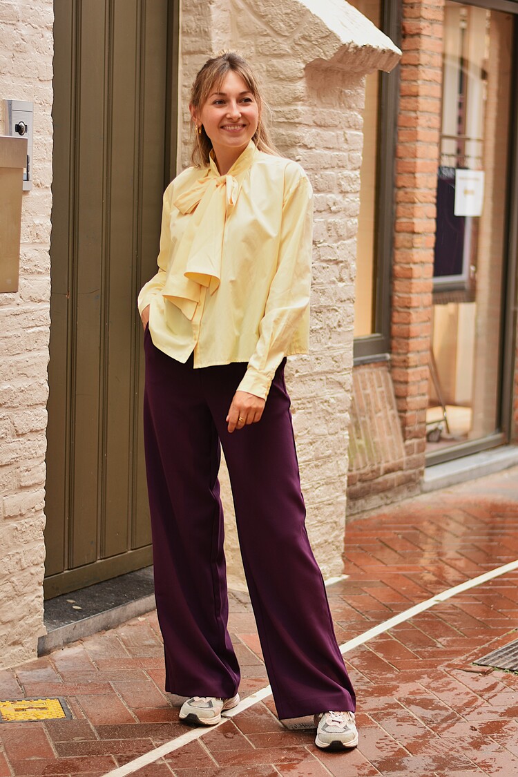 Moss Copenhagen macy wide pants - dark purple