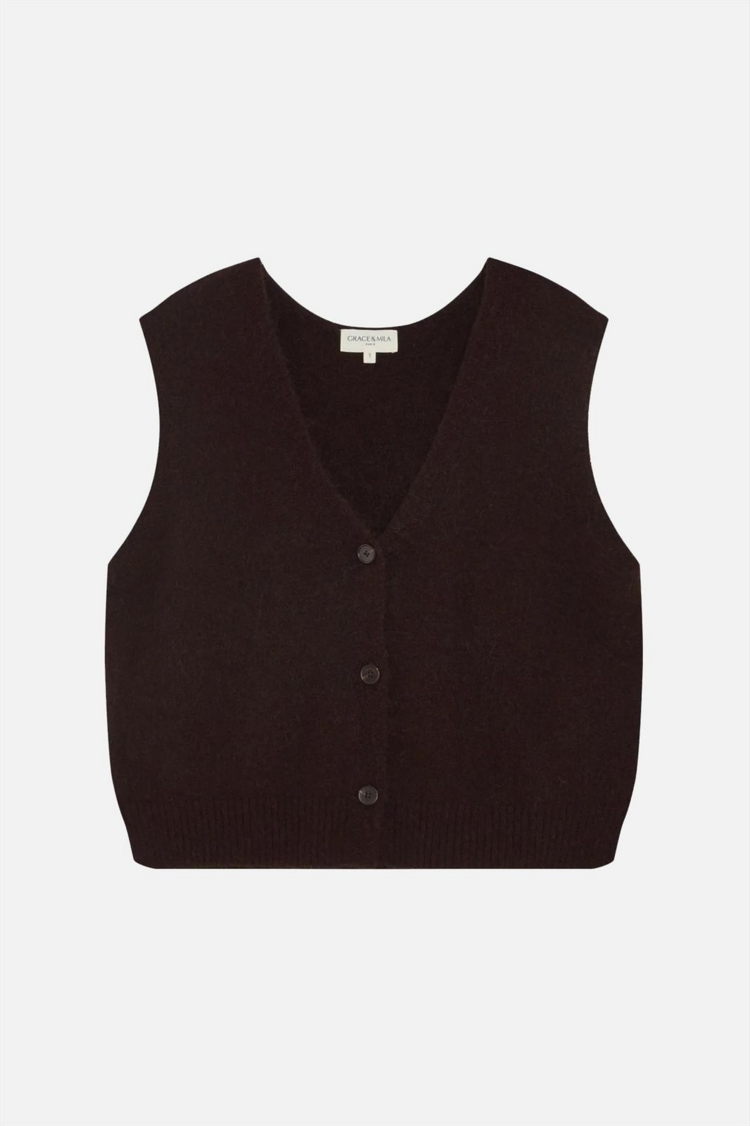 Grace & Mila nars sleeveless vest - chocolat