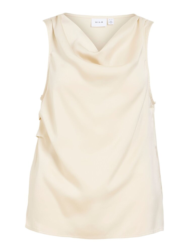 Vila Clothes Vielmina sleeveless satin top - ecru
