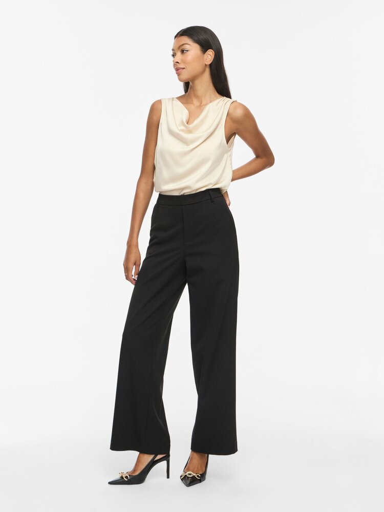 Vila Clothes Vielmina sleeveless satin top - ecru