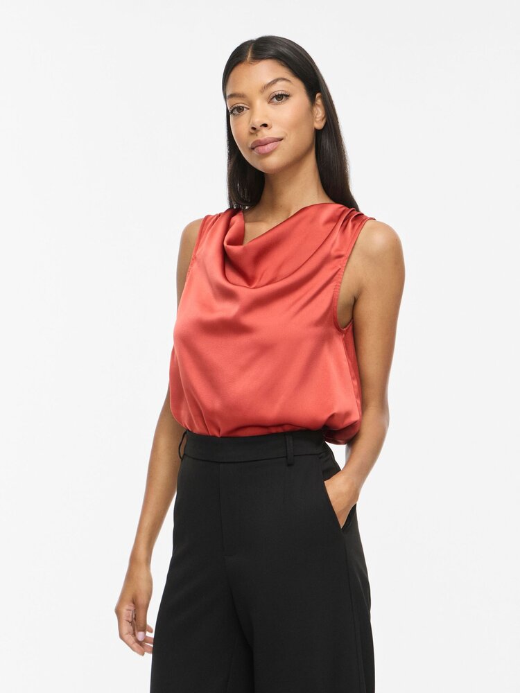 Vila Clothes Vielmina sleeveless satin top - vieux rose