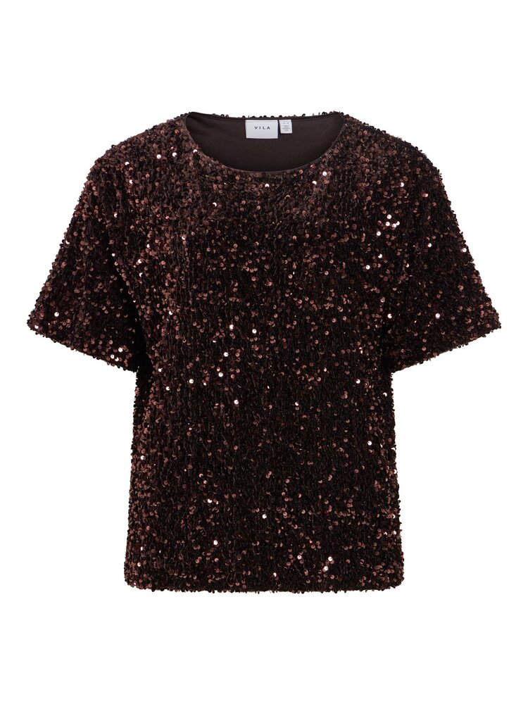 Vila Clothes vifaith midi sequin top - plum