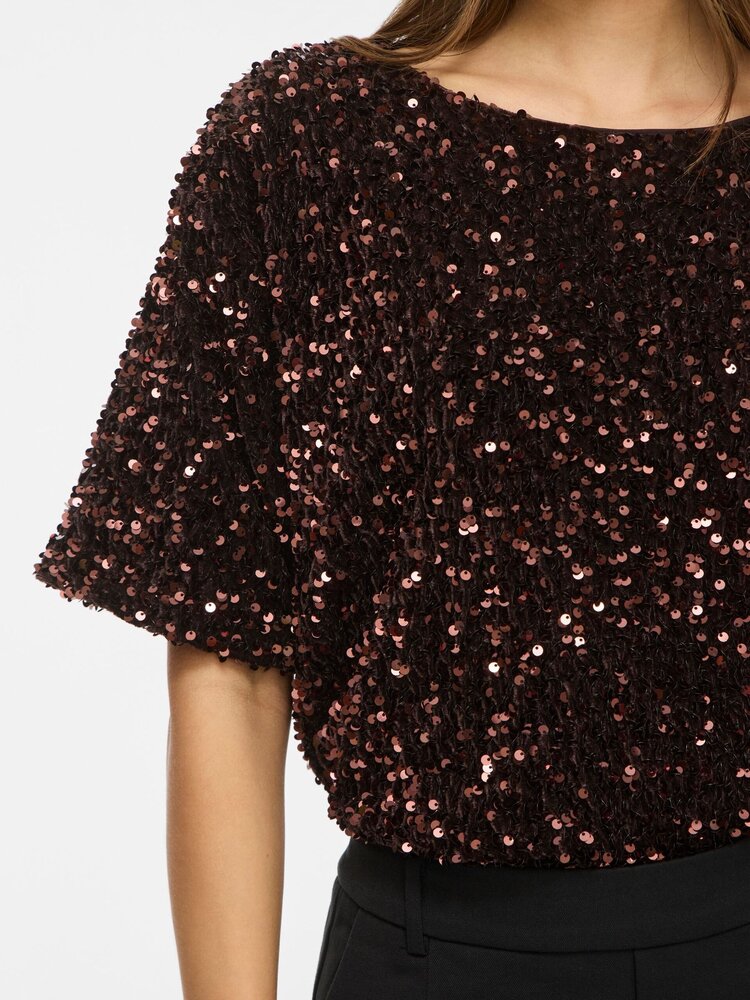 Vila Clothes vifaith midi sequin top - plum