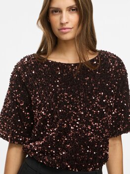 Vila Clothes vifaith midi sequin top - plum