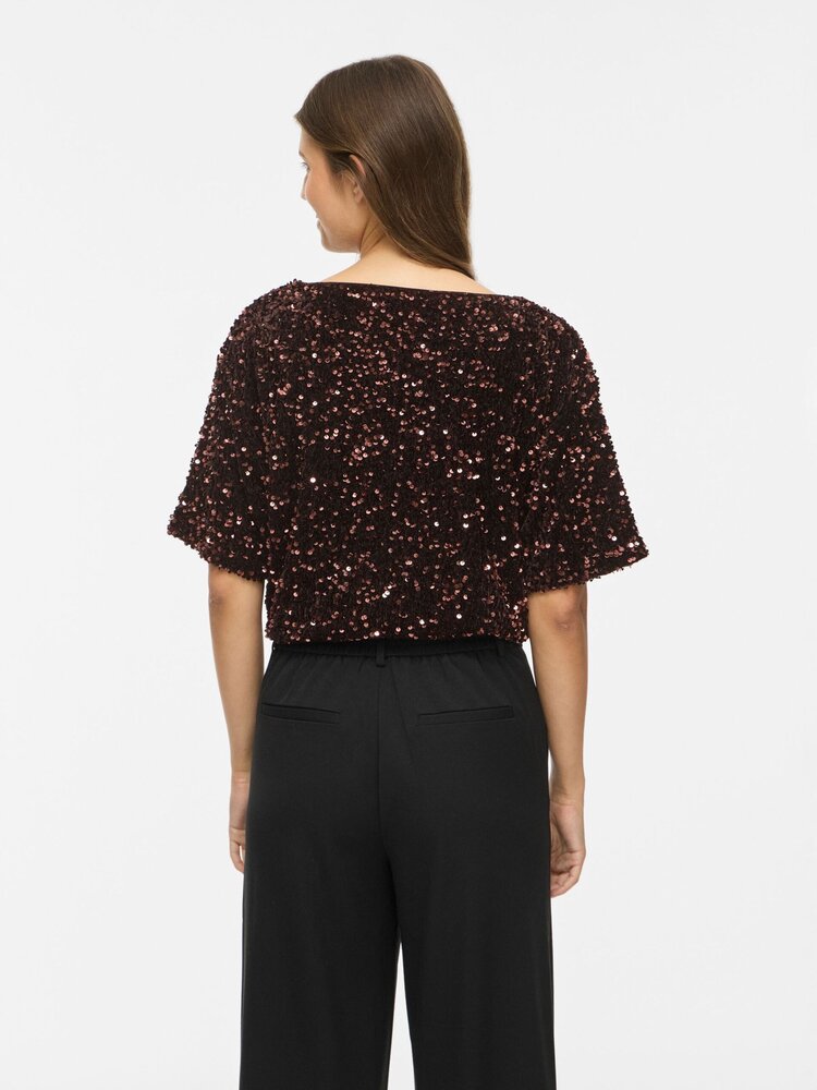 Vila Clothes vifaith midi sequin top - plum