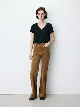 Grace & Mila alban pantalon corduroy straight - coffee