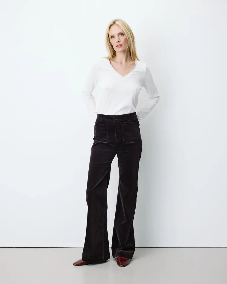 Grace & Mila alban pantalon corduroy straight - aubergine