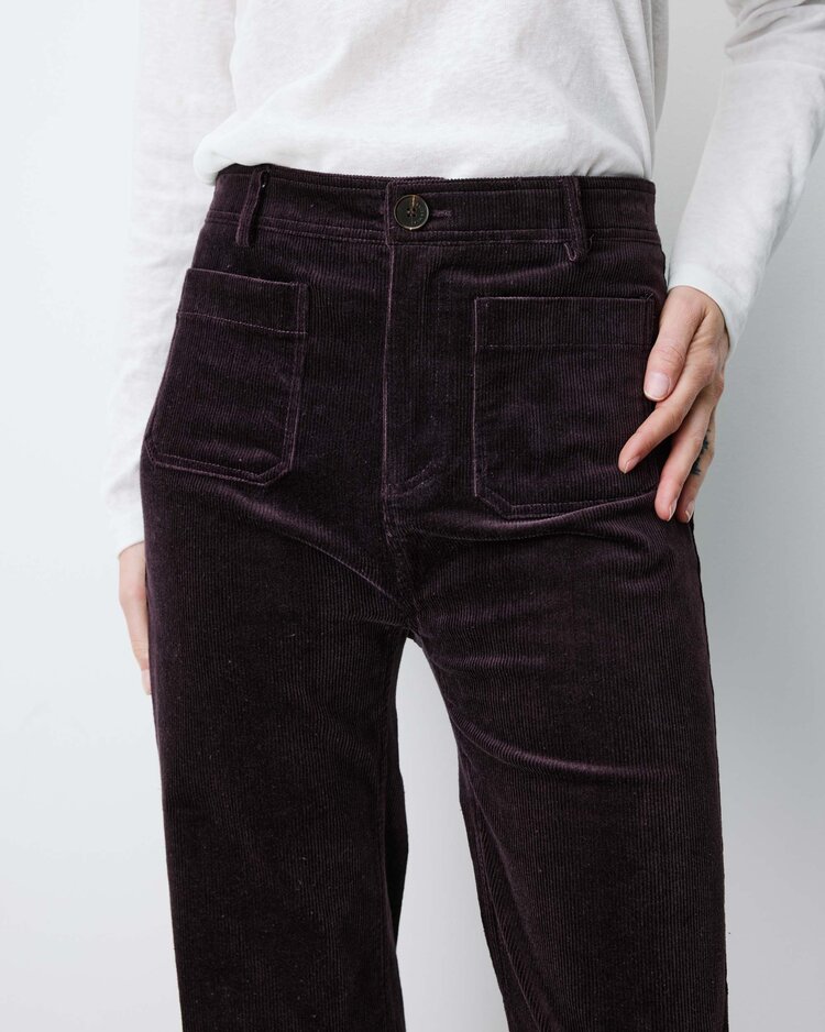 Grace & Mila alban pantalon corduroy straight - aubergine