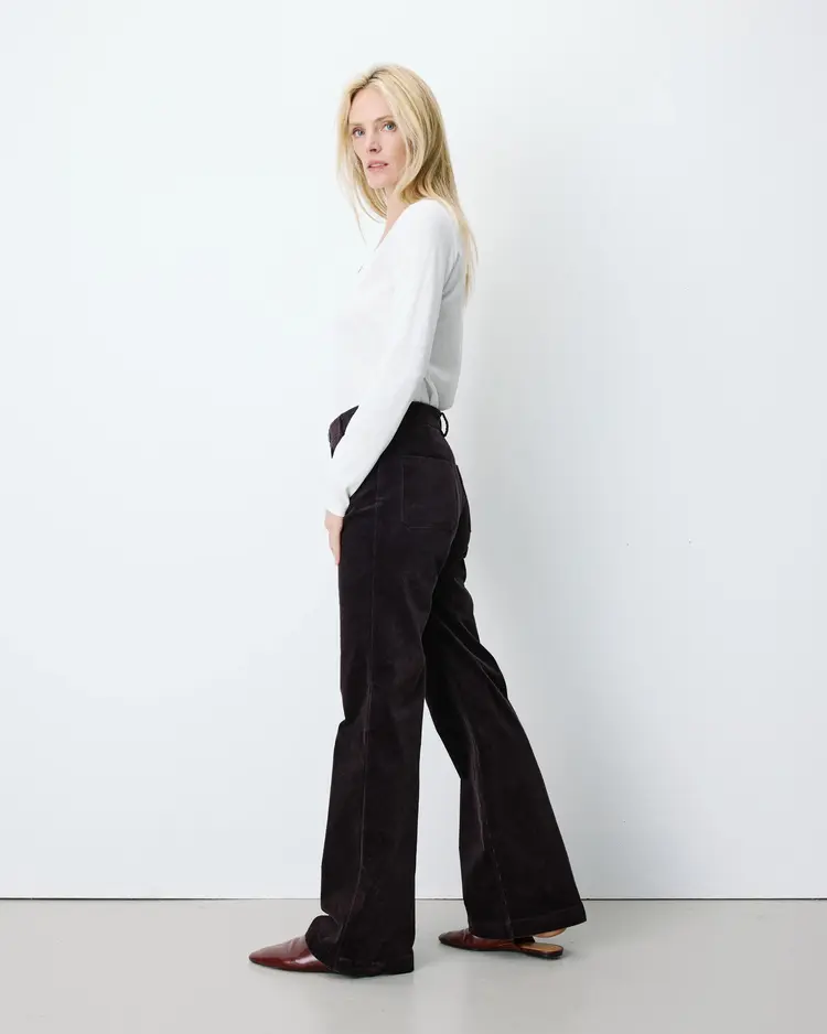 Grace & Mila alban pantalon corduroy straight - aubergine