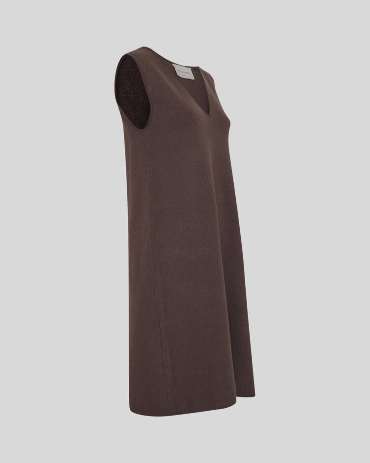 Moss Copenhagen agatha knit v-neck dess - brown