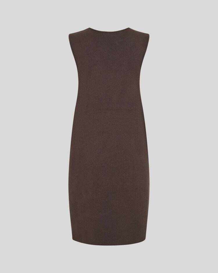 Moss Copenhagen agatha knit v-neck dess - brown