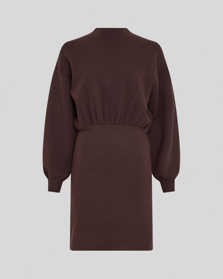 Moss Copenhagen Lare  balloon sleeve knit dress - brown