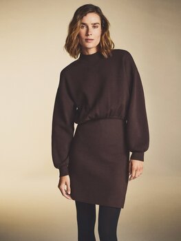 Moss Copenhagen Lare  balloon sleeve knit dress - brown