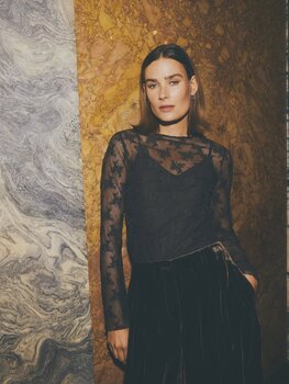 Moss Copenhagen zoe sheer embroidered top - brown