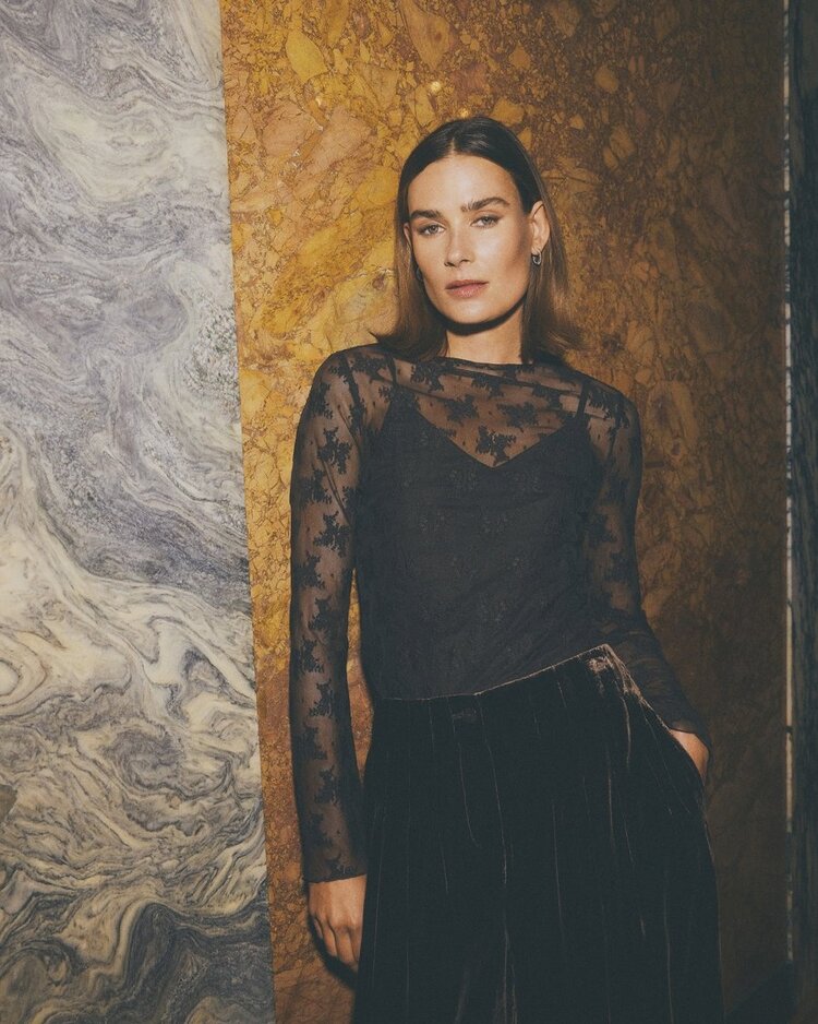 Moss Copenhagen zoe sheer embroidered top - brown