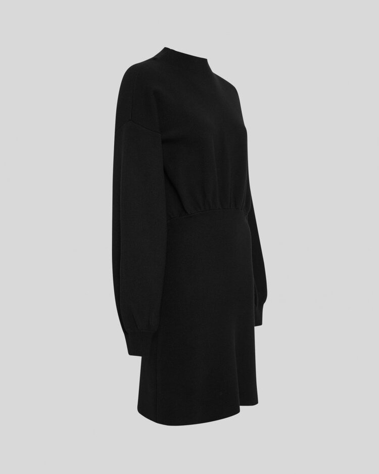 Moss Copenhagen Lare  balloon sleeve knit dress - black