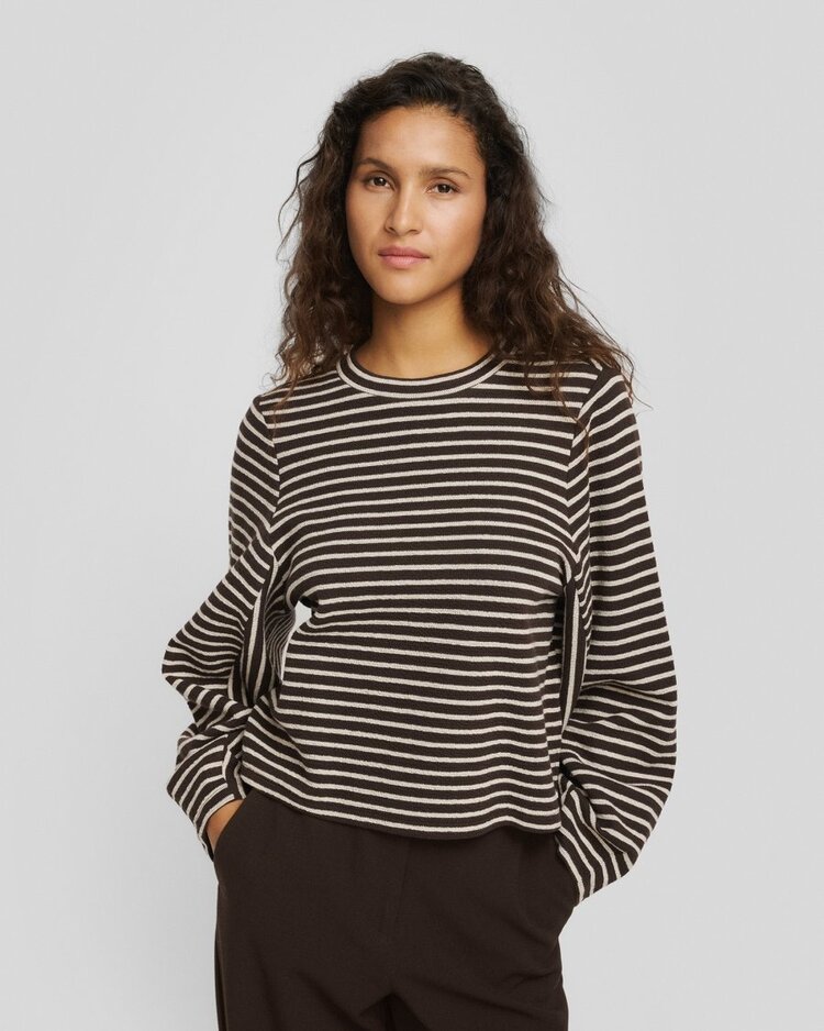 Moss Copenhagen sofia stripe pullover - brown/beige
