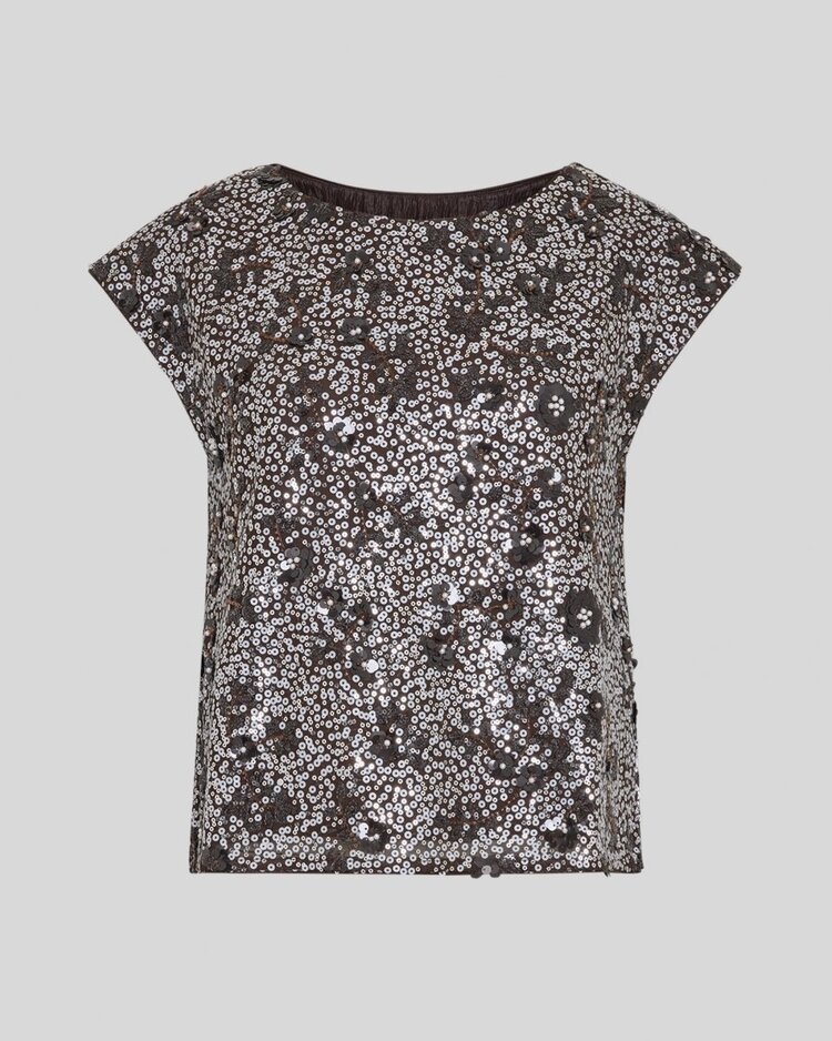 Moss Copenhagen honey sequin short sleeve top