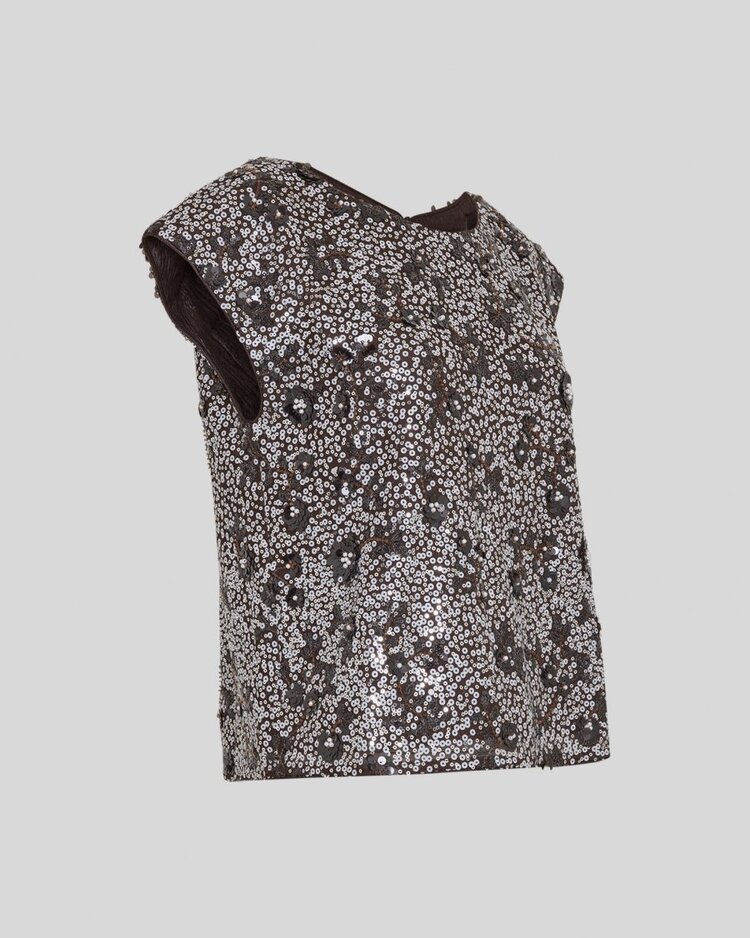 Moss Copenhagen honey sequin short sleeve top