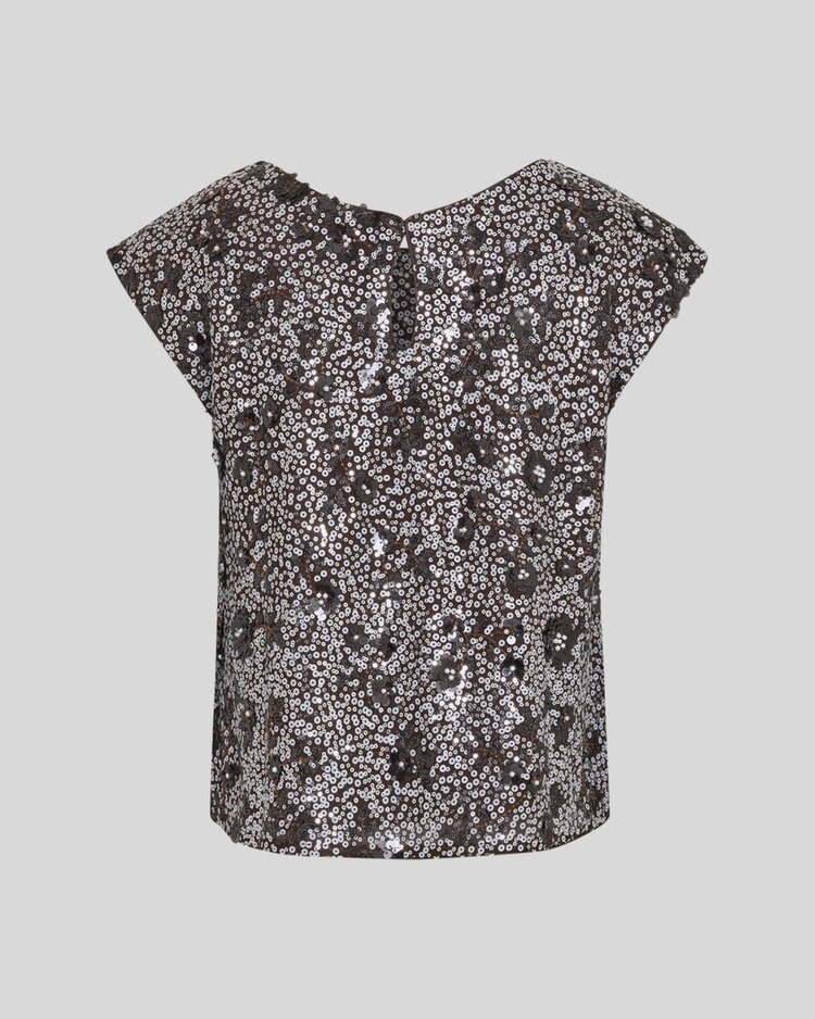 Moss Copenhagen honey sequin short sleeve top