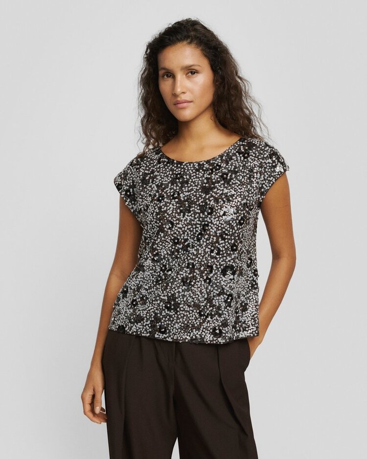 Moss Copenhagen honey sequin short sleeve top
