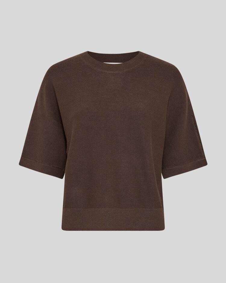 Moss Copenhagen thamira 1/2 sleeve knit pullover - brown