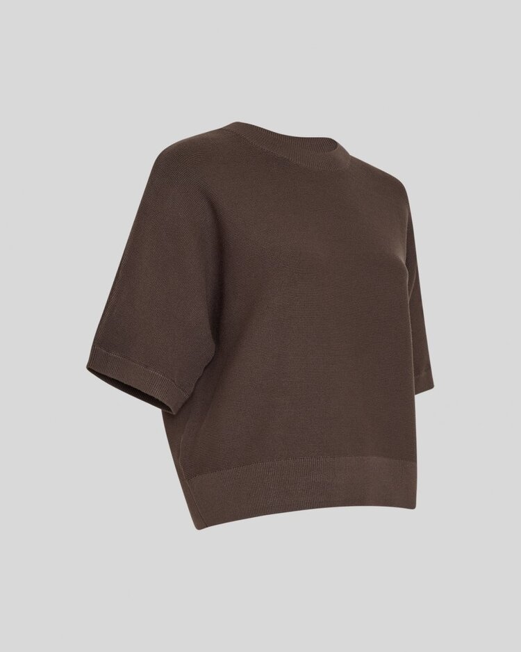 Moss Copenhagen thamira 1/2 sleeve knit pullover - brown