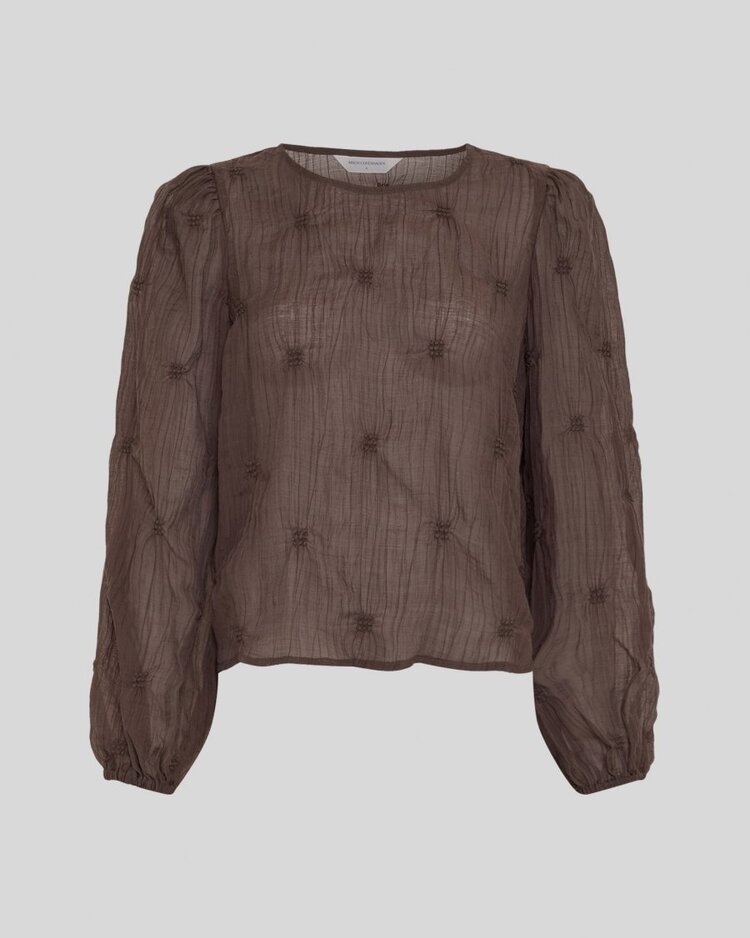 Moss Copenhagen carolina crêpe embroidered blouse - brown