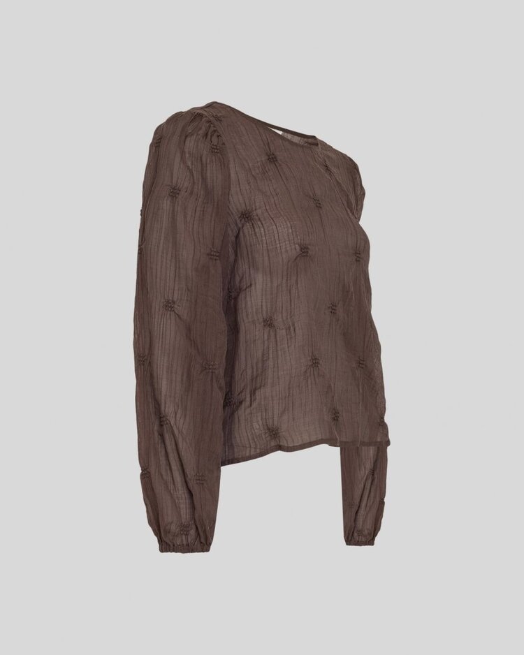 Moss Copenhagen carolina crêpe embroidered blouse - brown